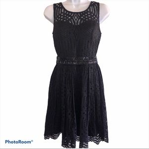 ALTAR’D STATE Black Evening Special Occasion Lace Fit Flare Mini Dress